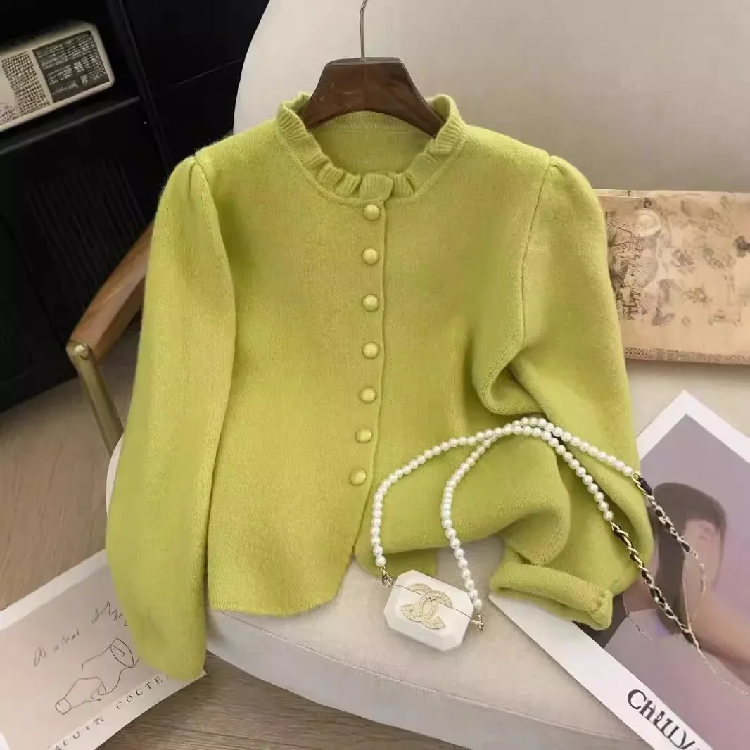 

2024 New Small Fragrant Wind Wooden Ear Edge Sweater Coat