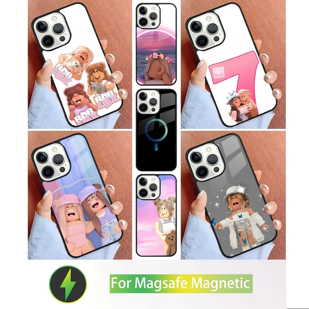 Cute Game R-Robloxes Phone Case For iPhone 15,14,13,12,11,Plus,Pro,Max Mini Magsafe Magnetic Wireless Charging