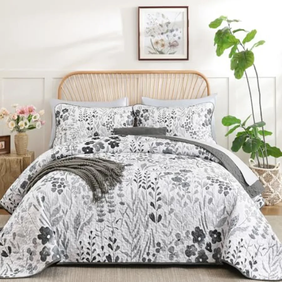 

Quilt Set Size 3 Pieces Floral Quilt Sets Reversible Bedspreads Bedding Set Soft and Cozy Microfiber Lightweight Quilt Flower P