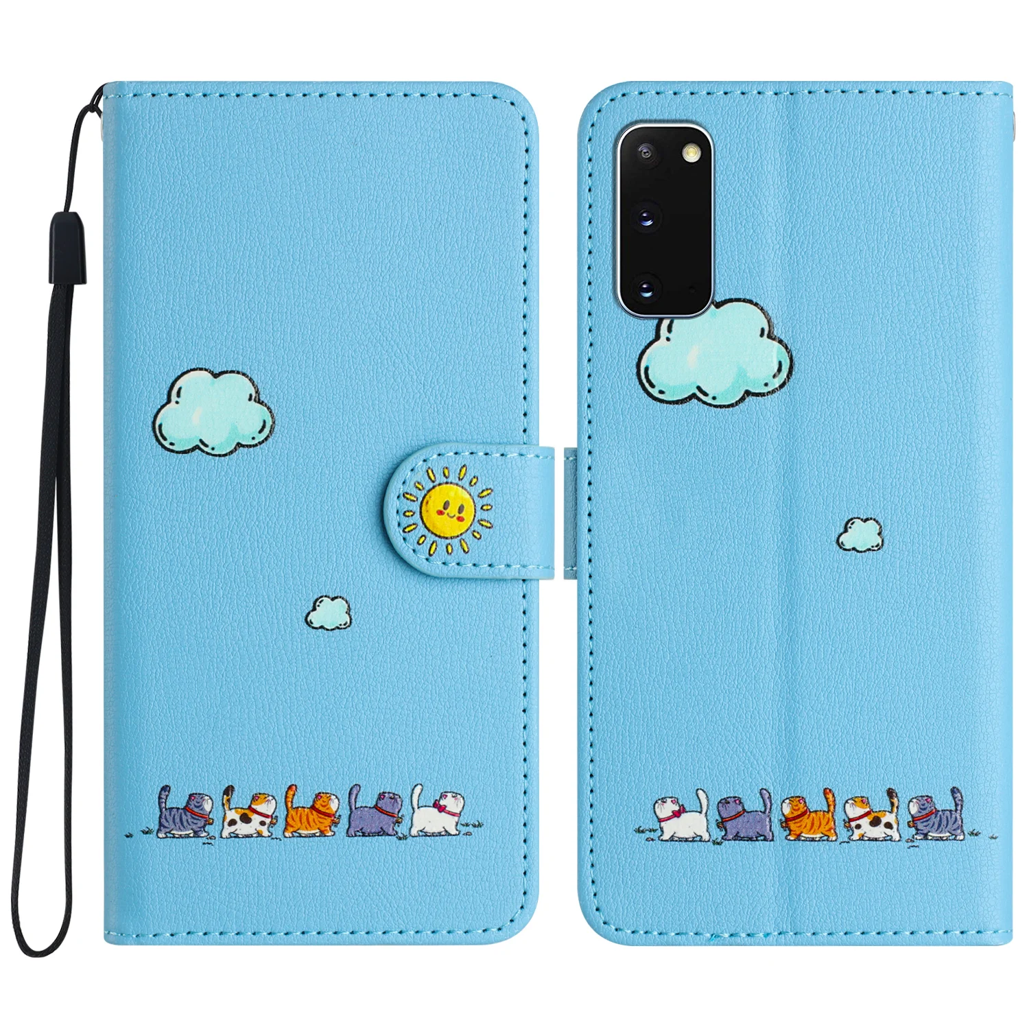 

For Samsung Galaxy S20 / S20 FE Cover Cartoon Cat Style Softshell Flip Leather Case