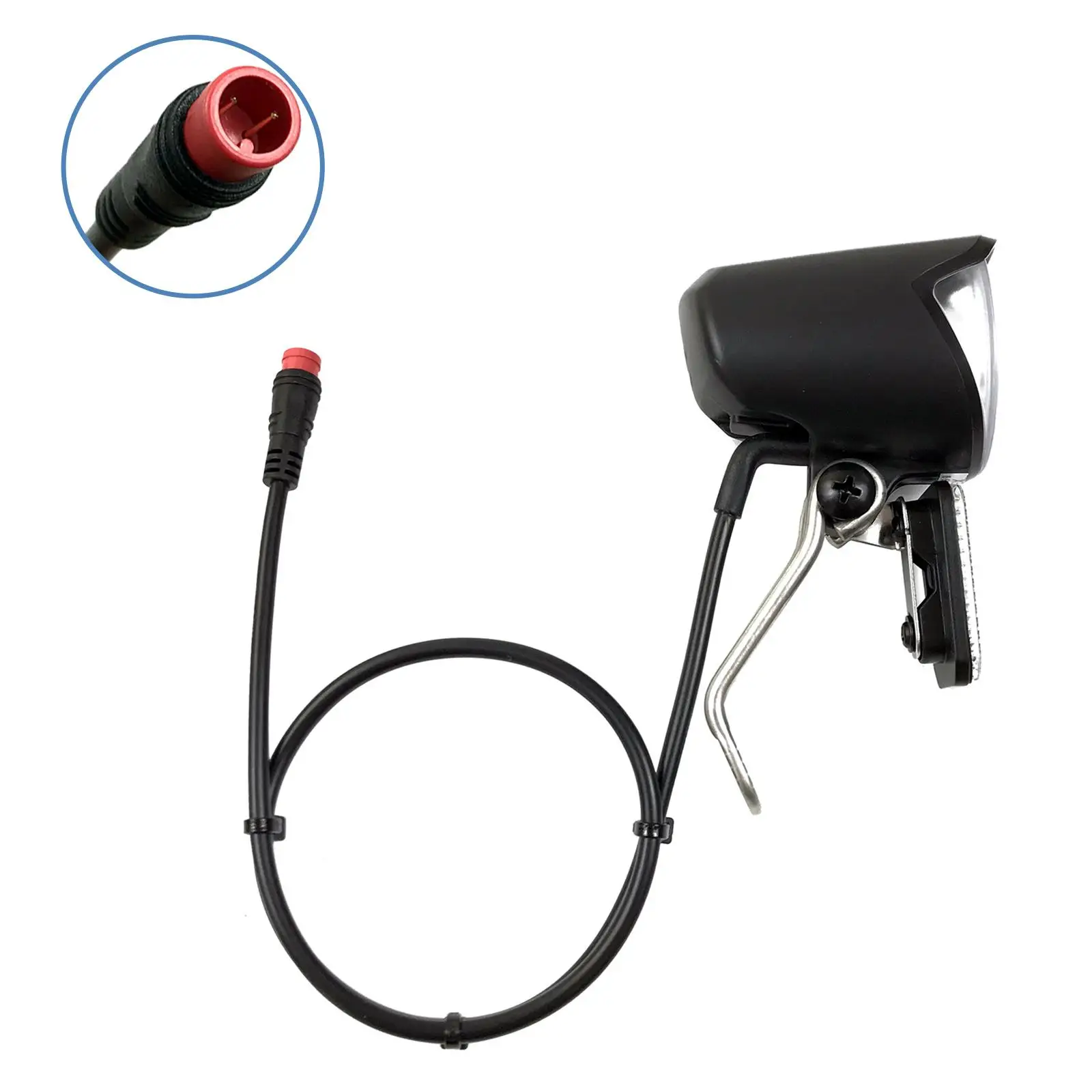 

1pcs 6V-60V Electric Bicycle LED Lighting Headlight Black ABS Waterproof SM Connection Port Night Riding Bicycle Headlight