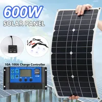 600W 18V Solar Panel Kit 12V Battery Charger Dual USB Solar Cells With 10A-100A Controller Power Bank for Phone Car RV Camping