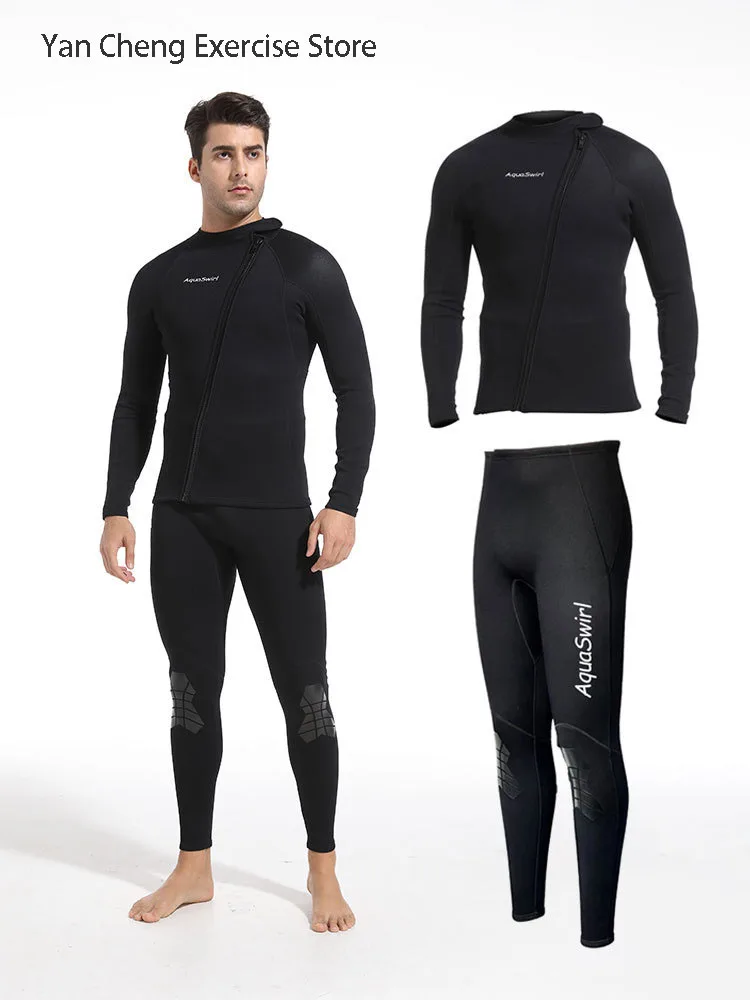 

1.5mm Men's Split Diving Clothes Long Sleeve Snorkeling Surf Free-diving Wetsuit Black Jacket Pants Keep Warm Neoprene Swimwear