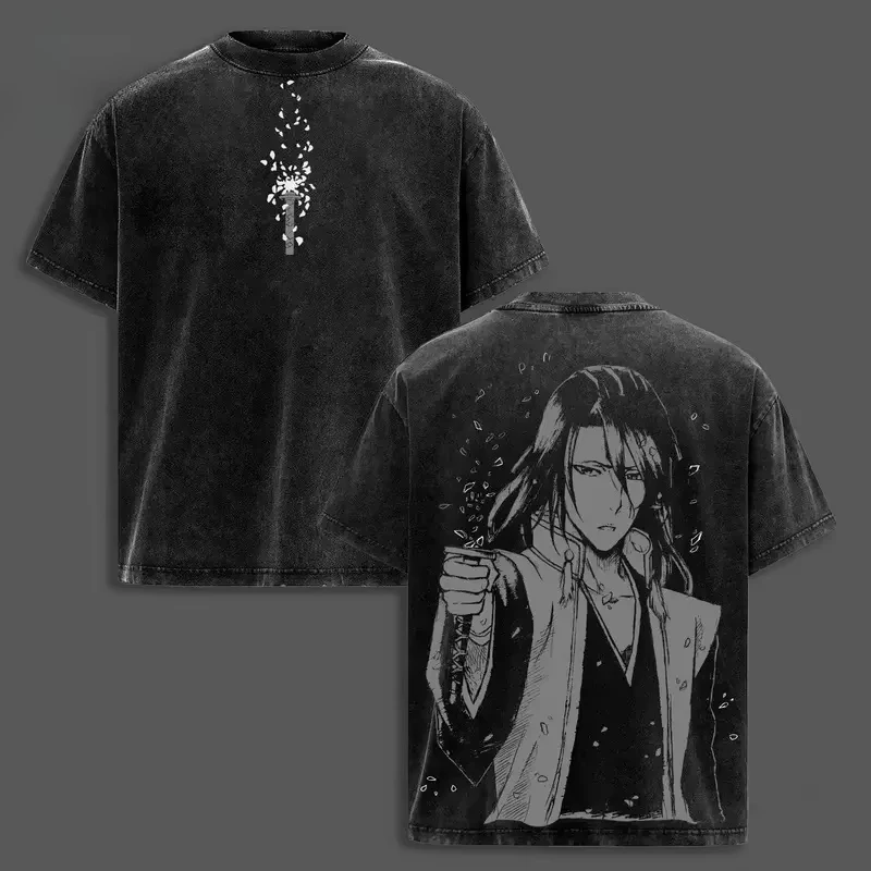 BLEACH Washed Vintage Graphic T-shirt Men Women Casual Oversized Unisex Streetwear Trendy Cotton high quality Comfortable soft