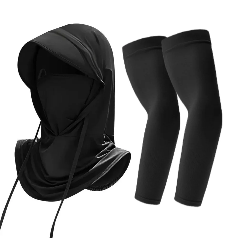 

Комплект из 2 предметов (балаклава из ледяного шелка с козырьком 7 см и вязаные рукава) – летний набор для мужчин и женщин для езды на велосипеде и мотоцикле, защита от солнца