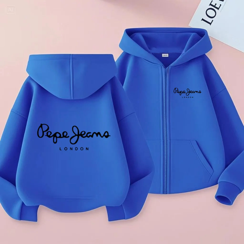 Children Leisure Fashion Jogging Hoodie Loose Trend Clothing Letters Sweatshirt Zipper Style Girls Boy Charming Top 3-12Yrs Gift
