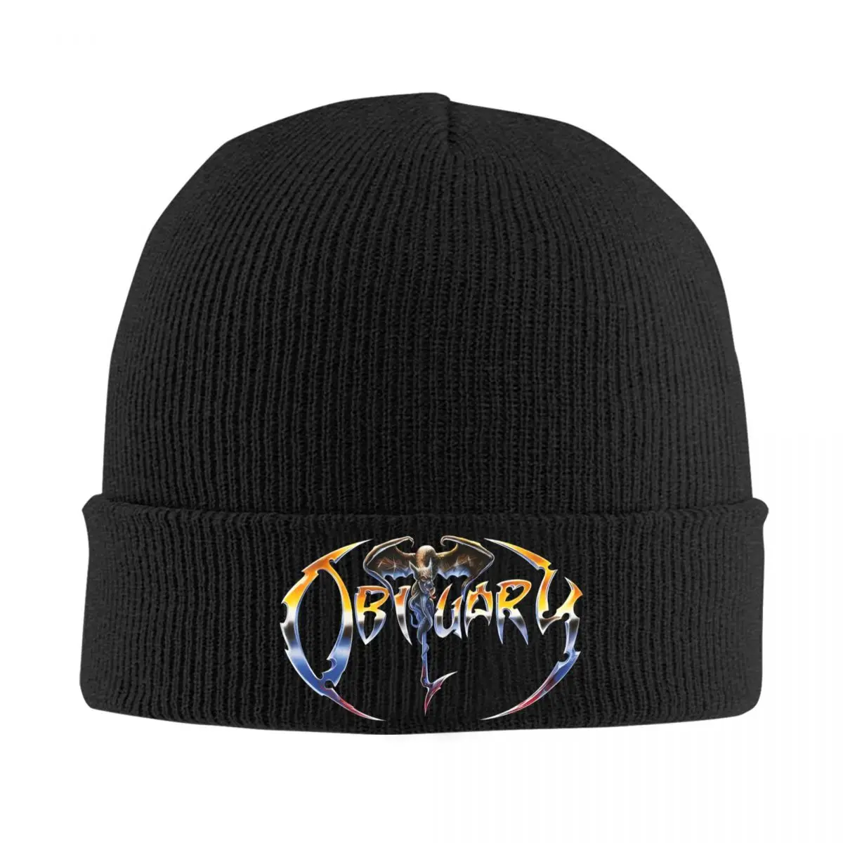 Obituary Band Logo Bonnet Hats American Death Metal Music Knitted Hat Unisex Vintage Elastic Beanie Hats Outdoor Sport Caps