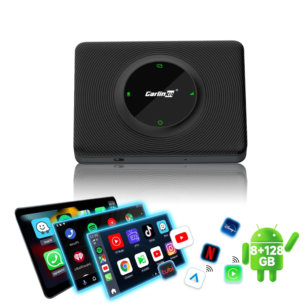 Custom Dual Channel Android 13 Tbox Ae Box Wireless Carplay Android Auto Adpater 128Gb Qcm6125 Car Play Dongle for Apple