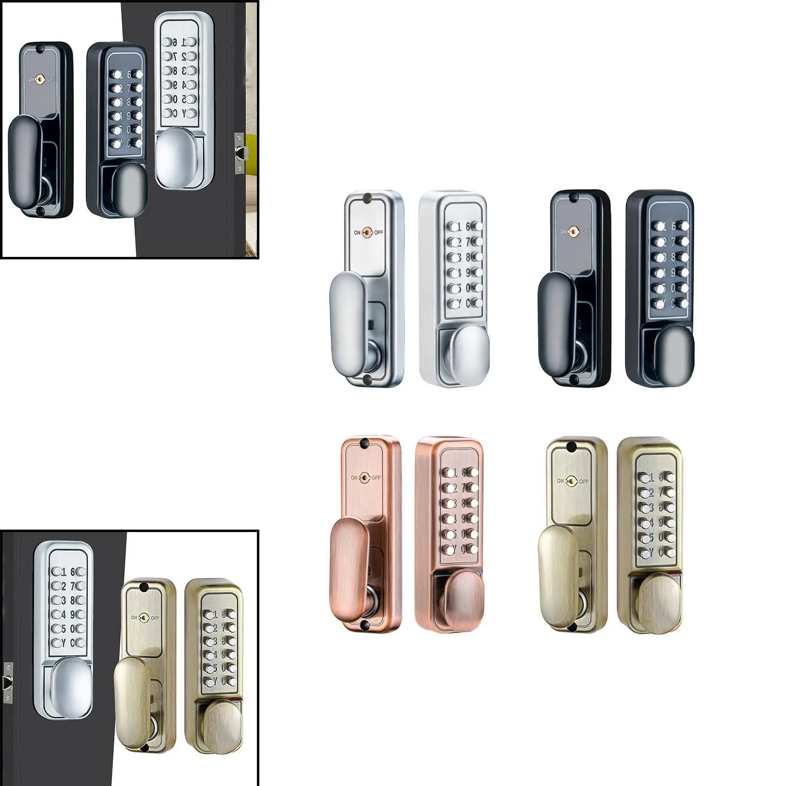 Keyless Entry Door Lock,Mechanical Keypad Door Lock Outdoor Hotel Combination Door Lock for Front Door Interior Exterior Door