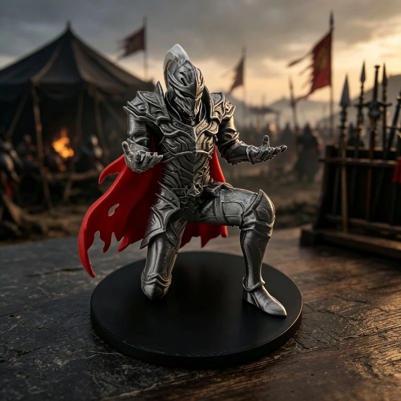 3D Printed Armored Knight Figure Desk Pen Holder Warrior Sculpture Desktop Organizer Plastic Novelty Pen Container Table Decor