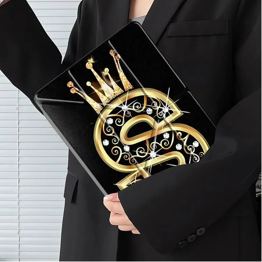 Tablet Case For iPad Pro 11th 10th 9th 8th 7th 12.9inch Pro 2025 Mini 6 7 Air 4 5 M3 M2 M4 11inch Holder Cover Crown Letter S