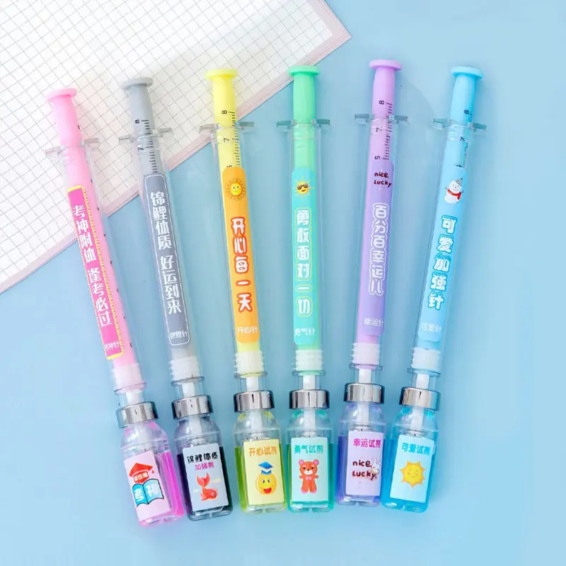 6-90Pcs Liquid Syringe Injector Gel Pens Vaccine Gel Pen For School Cute Nurse Student Writing Stationery Office Supplies