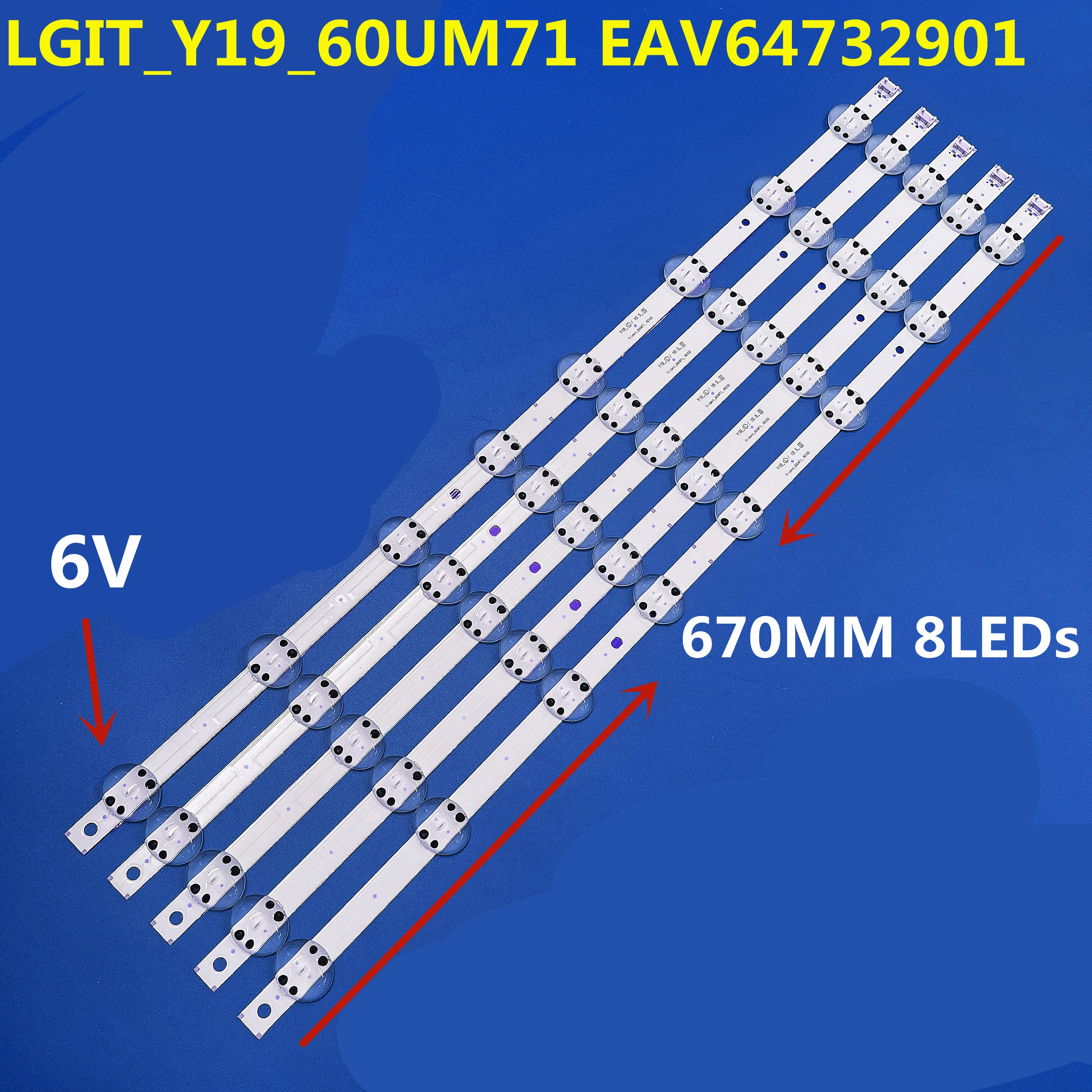 New 5PCS 3VLED Backlight strip 60UM71_REV02 EAV64732901 For 60UM6900 60UM6950 60UM7100 60UM7200 60UM7270 60UM7290 NC600DQE-VSHP1