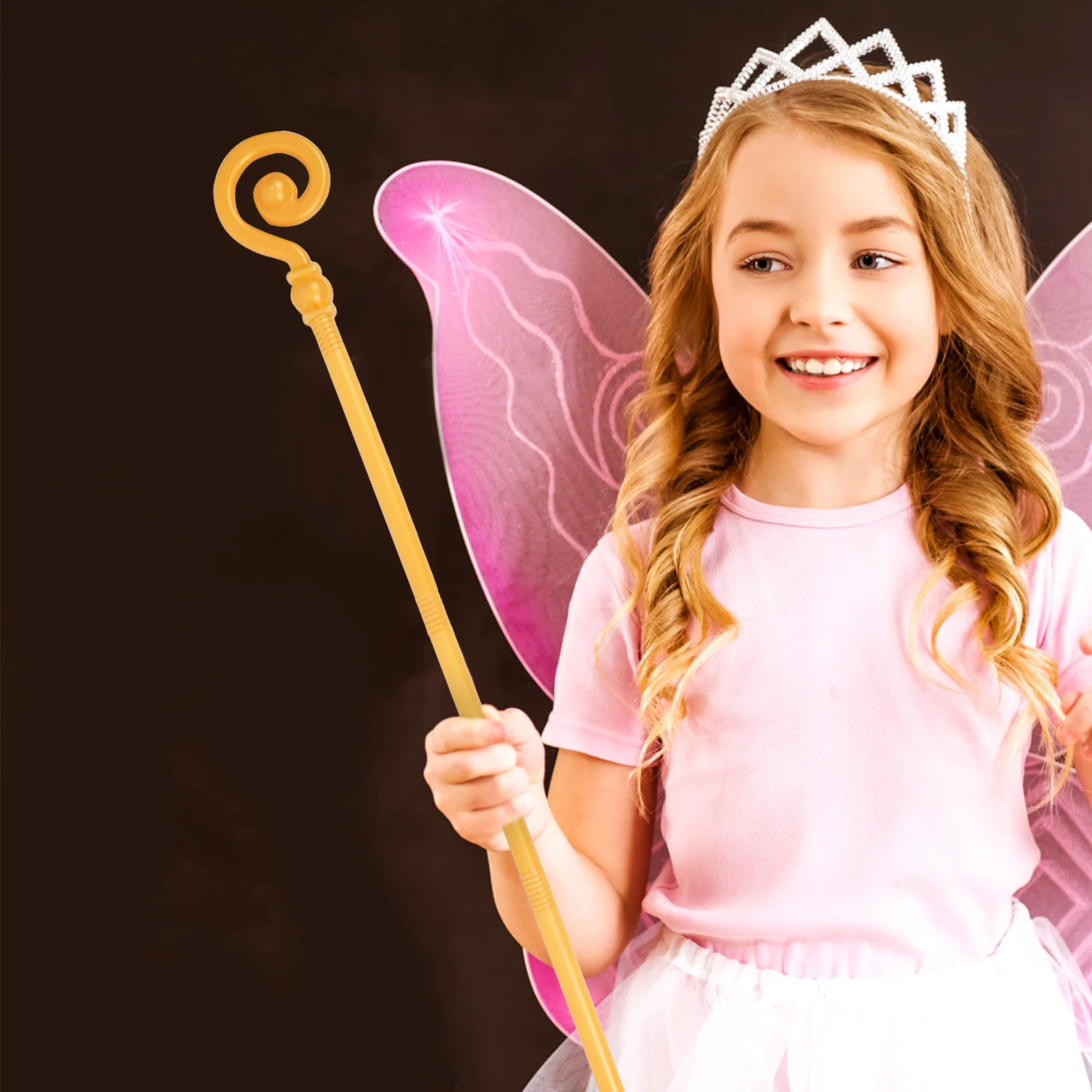 

Scepter Props Golden Walking Stick Costume Cane Halloween Accessories 4 Section Detachable Design King Staff Dance