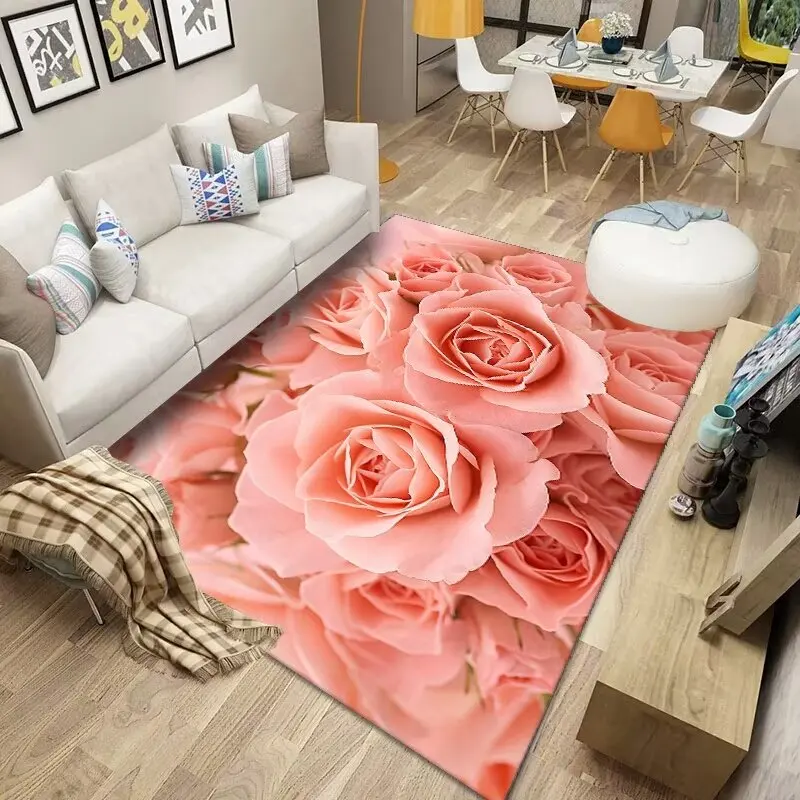 3D Flowers Carpet for Living Room  Nordic Room Decoration Home Mats Antiskid Easy Cleaning Bedroom Floor Entrance Kitchen Rug