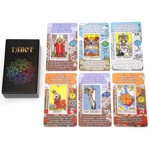 German Tarot Cards Deutsch Tarot Deck Playing Games Fate Divination Game Board Game with Paper instruction Family Party Game