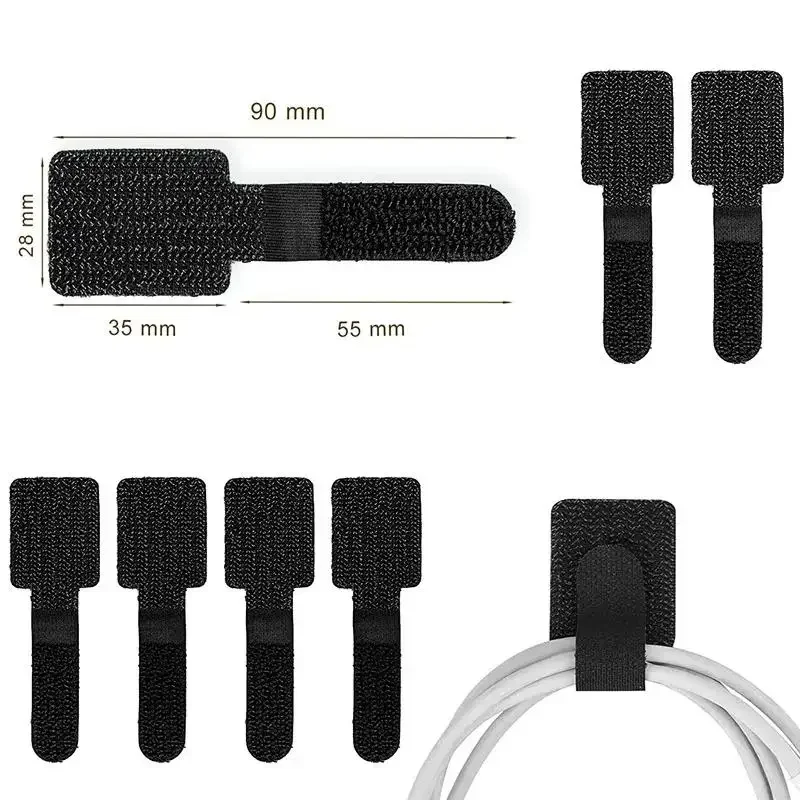Ties Fastening Wire Reusable Cable Organizer Cord Rope Holder Self Wall Adhesive Adjustable Cord Organizer Strap Desk Management
