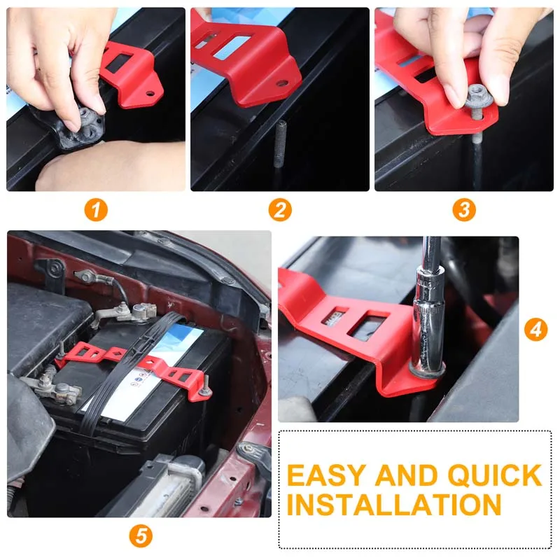 1Pcs Carbon Steel Red For Toyota FJ Cruiser 2007-2021 Car Cabin Battery Fixing Bracket Car Modification Protection Accessories