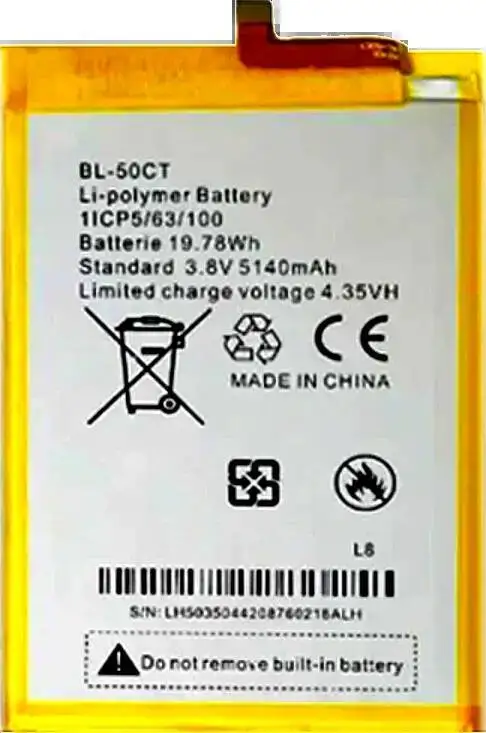 Baterai Ponsel Tangguh 5140Mah BL-50CT Untuk Tecno L8 L8plus