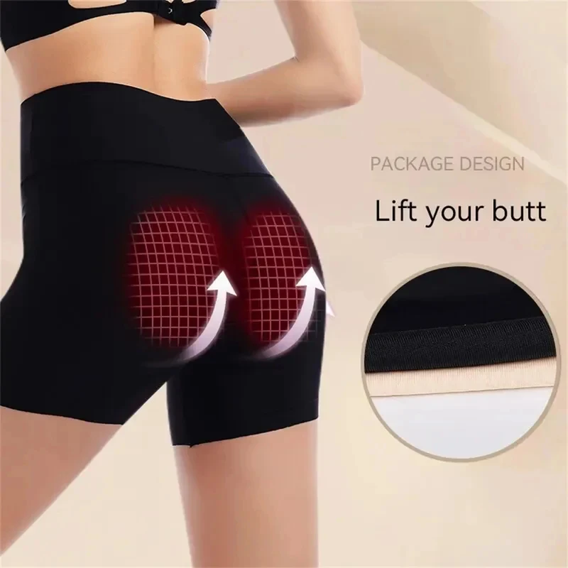 1/2pcs High Waist Panties Safety Short Pants Anti Exposure Underwear Corset Pants XL Black Skin Ice Silk Traceless Women Short image 4