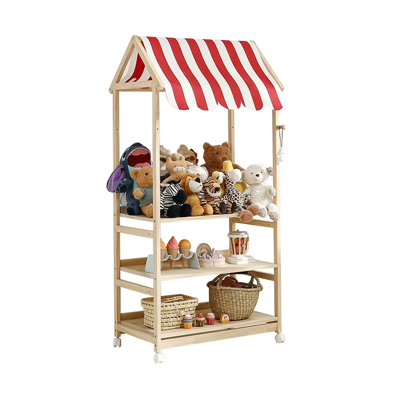 

Children's room small shop shelf Children's toy storage rack Household solid wood bookshelf Picture book rack Baby doll rack