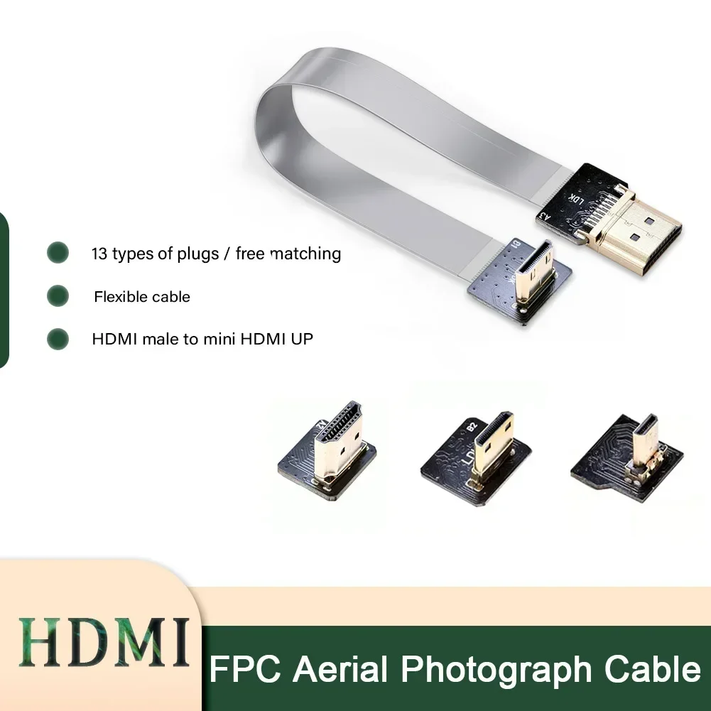 HDMI-compatible FPV-HDMI FFC-HDMI Ribbon Cable 90 Degree Mini/Micro-HDMI to Standard-HDMI Flexible Wire FPV Aerial 5cm 10cm 20cm