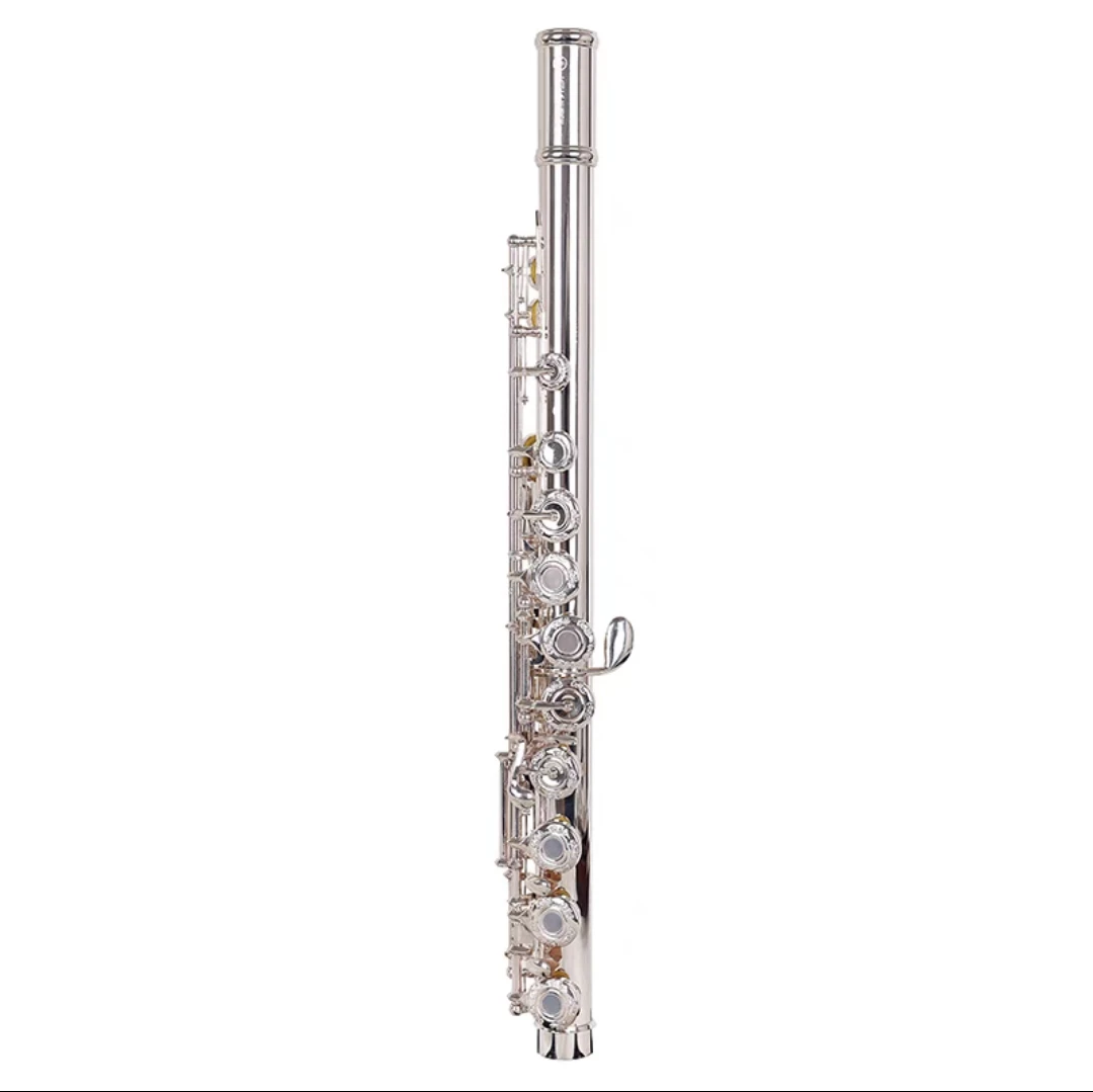 JEK 17-Key G3RBES أنبوب فضي فرنسي مصفوفة منحنية C فلوت مع منقوش مثقوب #4