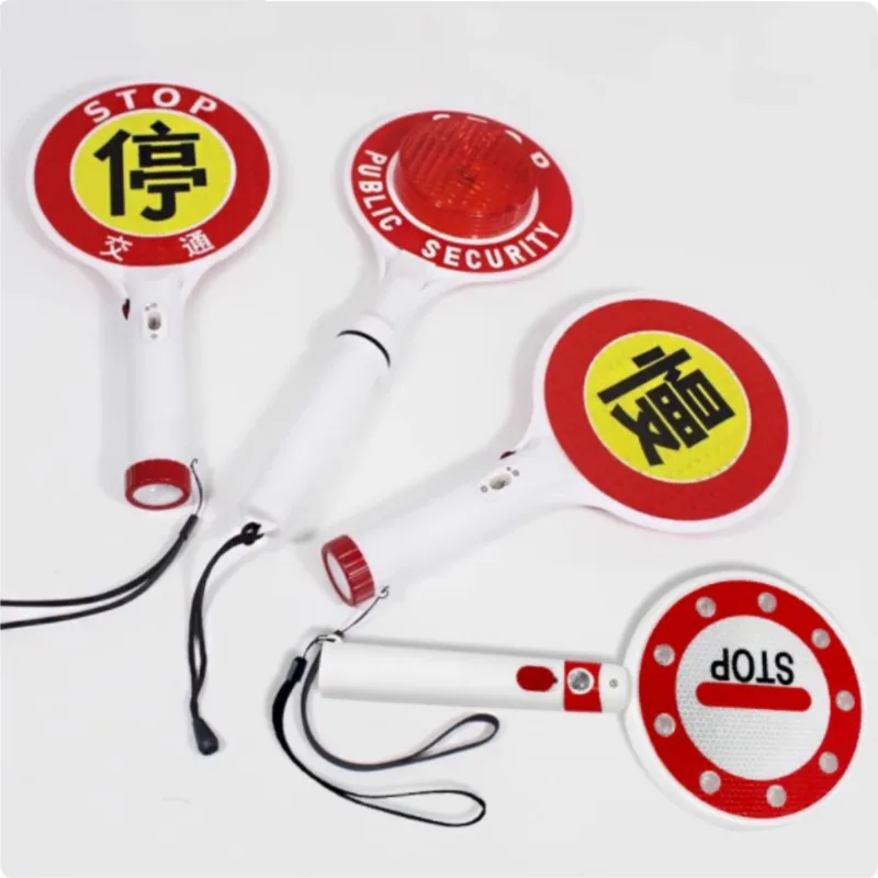 Two-Way Rechargeable Handheld LED Traffic Sign Stop Light Lamp Car Indicator Warning Sign Baton Flashlight