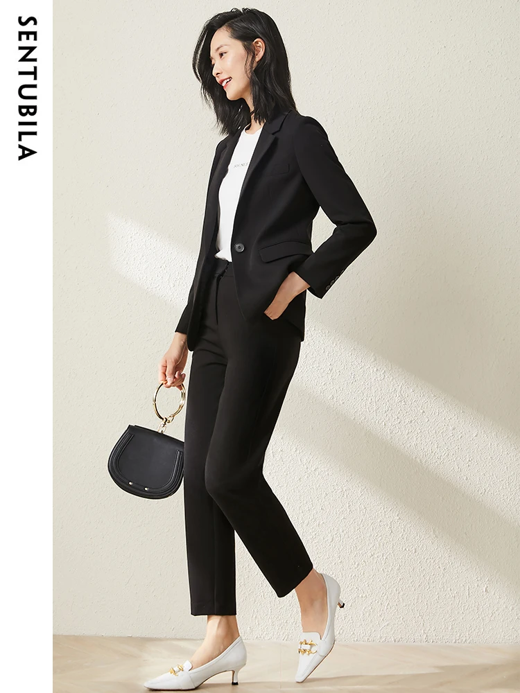 SENTUBILA 2024 Autumn Elegant Suit Jacket Matching Set Women\'s Blazers Coat Pants 2 Piece Female Professional Suit 133Z49037X