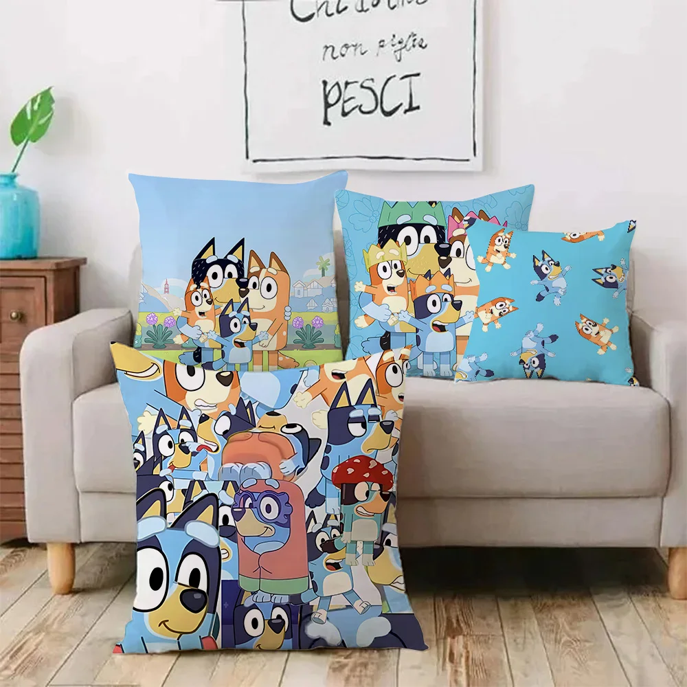 Cartoon Christmas Puppy B-Blueys Pillow Covers Cartoon Sofa Decorative Home Double-sided Printing Short Plush Cute Cushion Cover