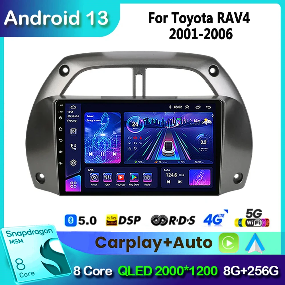 

Android 13 Carplay 2DIN Car Radio Multimedia Video Player Navigation GPS for Toyota RAV4 2001 2002 2003 2004 2005 2006 8G+256G