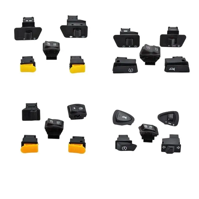 5Pcs Motorcycle Handlebar Switches Assembly For Lights Horn Turn Signals