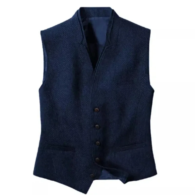 

Woolen Vests for Men V-neck Single-breasted Retro Fashion Suit Vest for Men Formal Male Clothes Cufflinks to Man Wang Vests