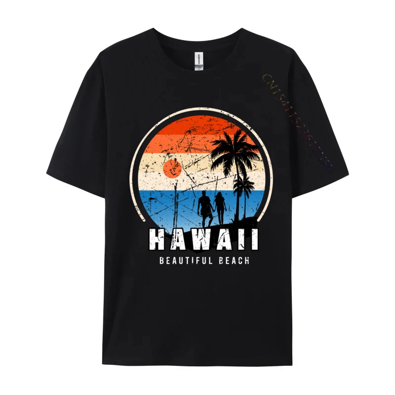 

Hawaii Beach Sunset Beach Surf Island Retro Vintage Hawaiian T-shirts Comfortable Pure Cotton Men's Top T-Shirt Unique