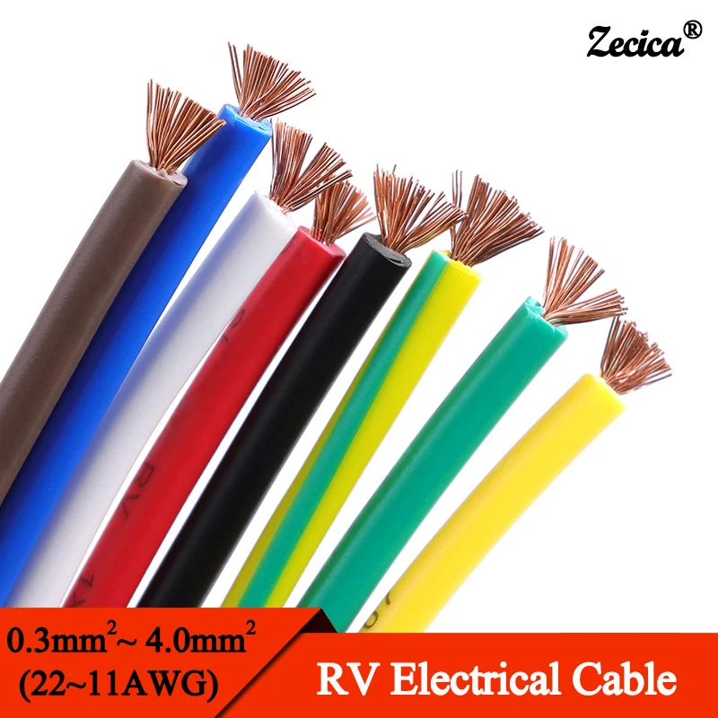 1~10m RV Copper Wire PVC Electrical Extension Cable Single-Core Multi-Stranded Hookup Building Wire For Car Audio Wires Motor