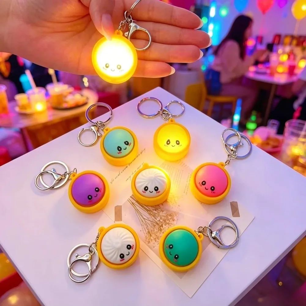 Glowing Dumpling Keychains Random Color Stress-relieving Bag Pendant Hanging Ornament Design Steamer Bag Style Hanging Ornament