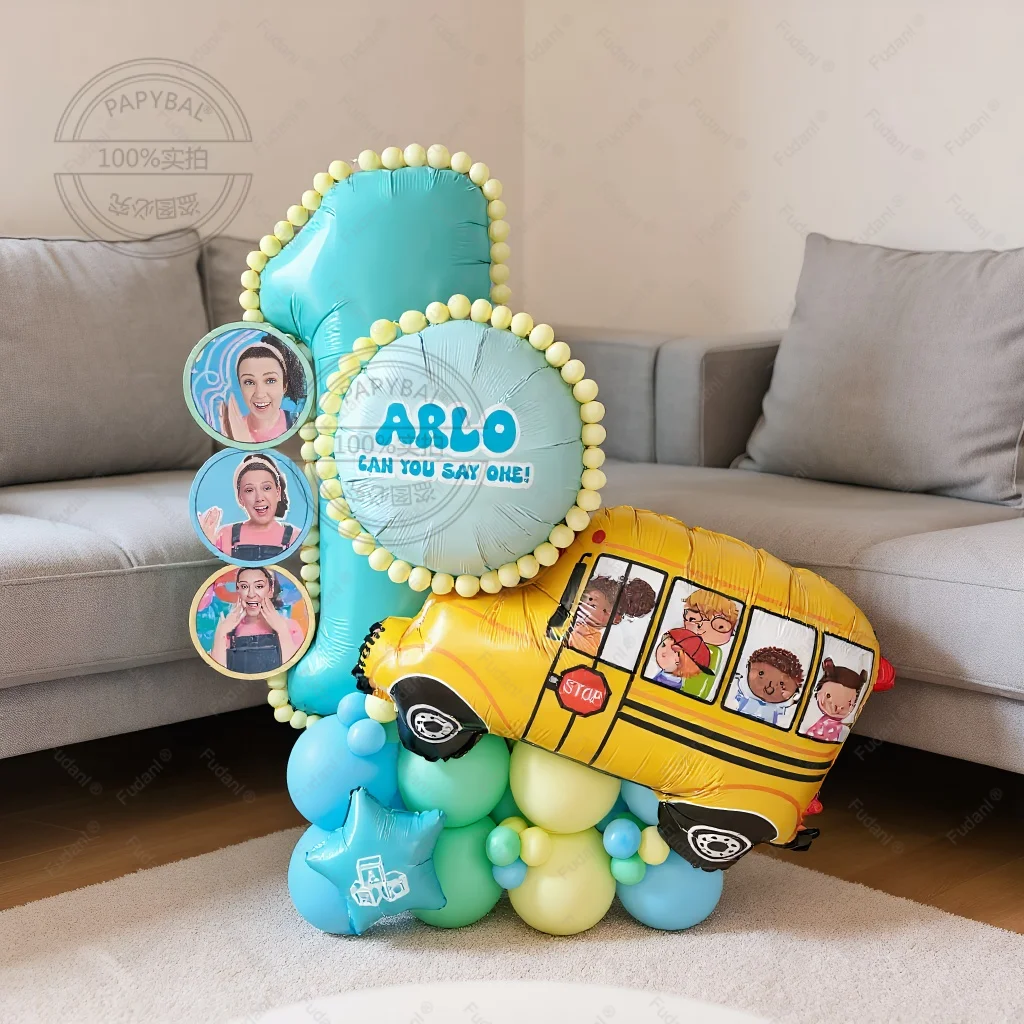 35 قطعة من بالون حافلة العودة إلى المدرسة، مجموعة بالونات عيد ميلاد للأطفال باللون الأزرق، لوازم مهرجان السيارات على شكل حيوانات كرتونية لتزيين الحفلات