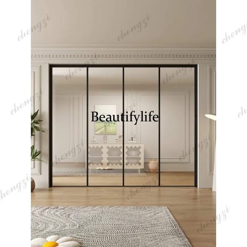 H134 aluminum alloy indoor balcony kitchen folding door bathroom hanging rail glass four folding doors
