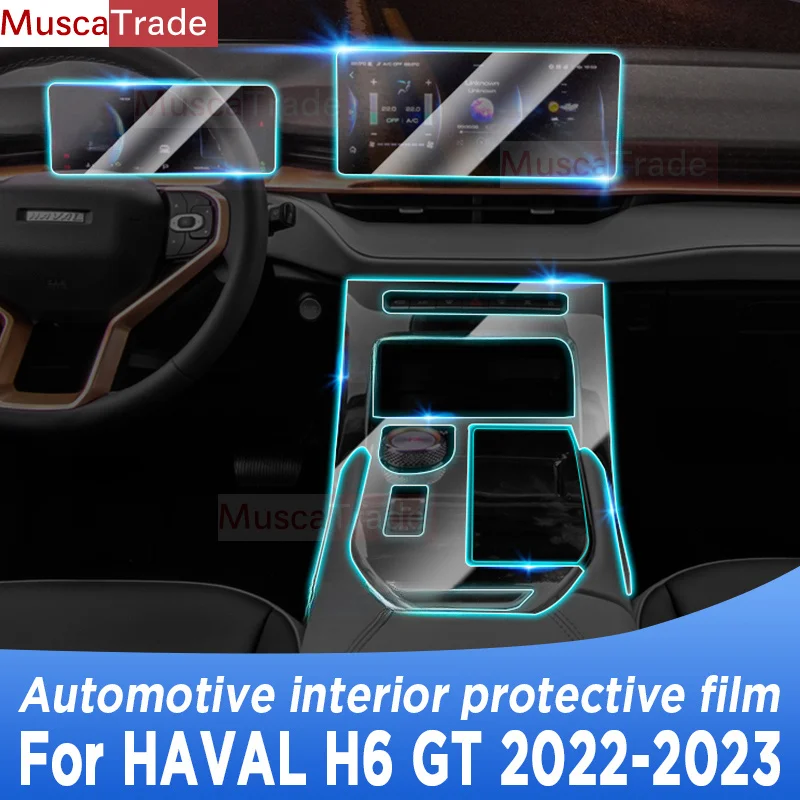 

For HAVAL H6 GT 2022-2023 Gearbox Panel Navigation Screen Automotive Interior TPU Protective Film Cover Anti-Scratch Sticker