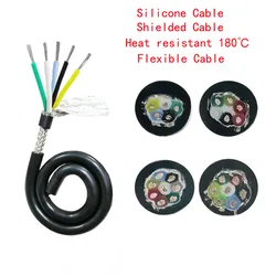 Silicone Cable Shielded 22/20/18/17/15/13AWG 2/3/4/5/6/7/8 Cores Heating Cable 180℃ Flexible  Tinned Copper Multicore Wire