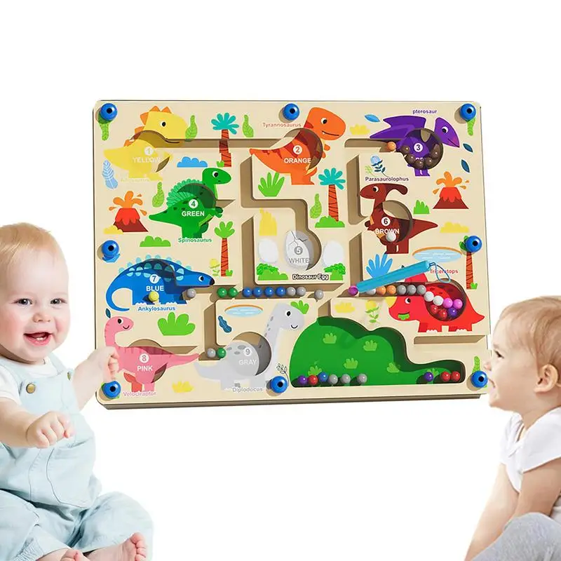 Magnetic Wooden Color And Number Maze Montessori Counting Game Board Puzzles Educational Cognition Toys For Preschoolers