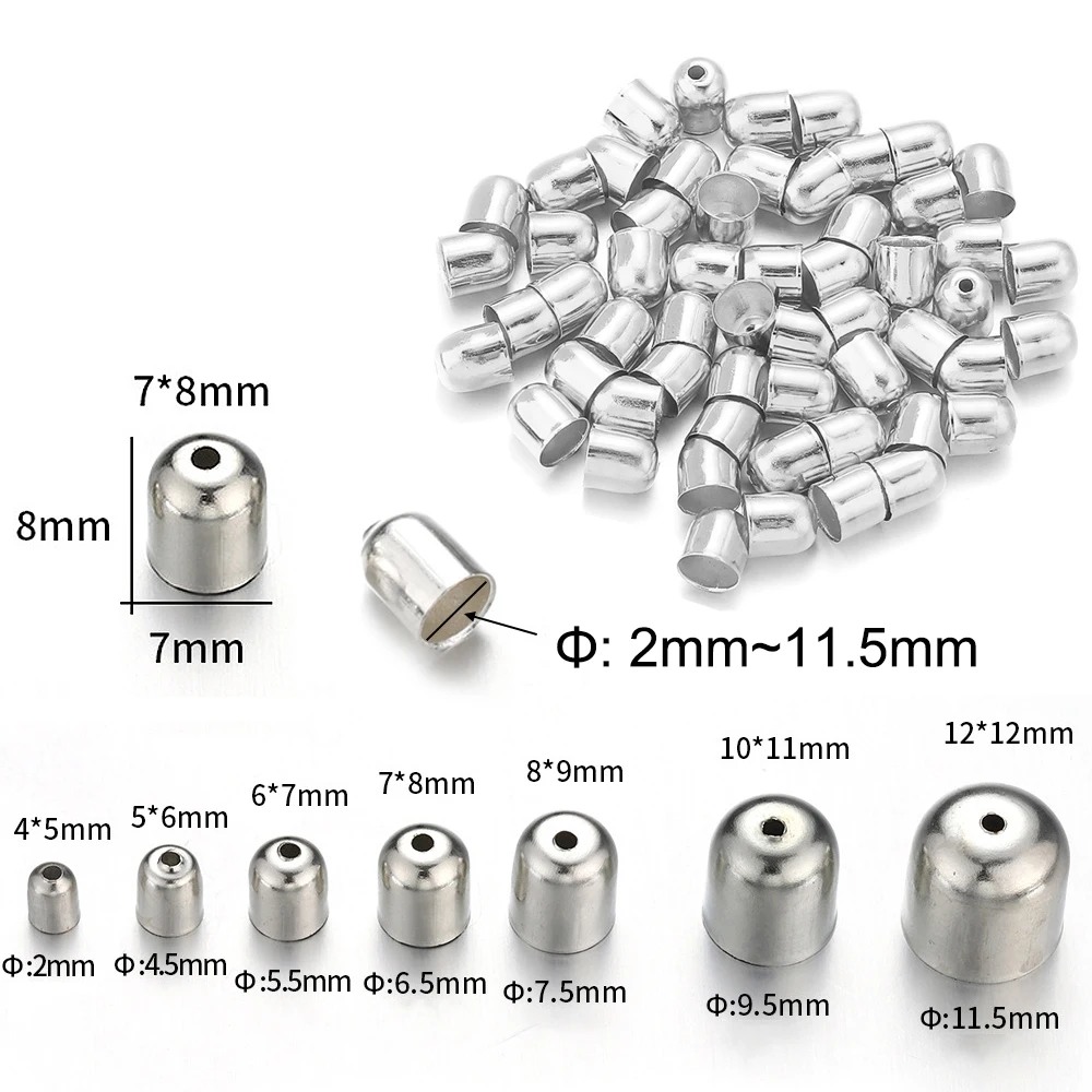 50-200 Stück Perlenkappen, Endkappen, Quastenkappen, Lederschnurverschlüsse für die Herstellung von Modeschmuck, DIY handgemachter Schmuck. – Detail 1