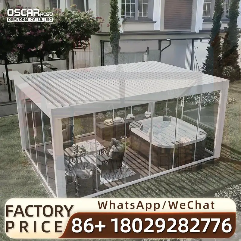 

Outdoor Aluminum Electric Flap Shutters Premium Modern Villa Garden Patio Backyard Use Pergola