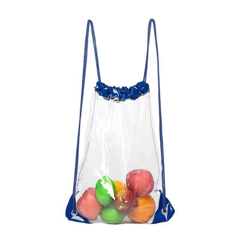 New Transparent Drawstring Backpack Fruit storage Tote Gym Bag Sport Pack  Unisex Large Capacity Lightweight Beach Backpack