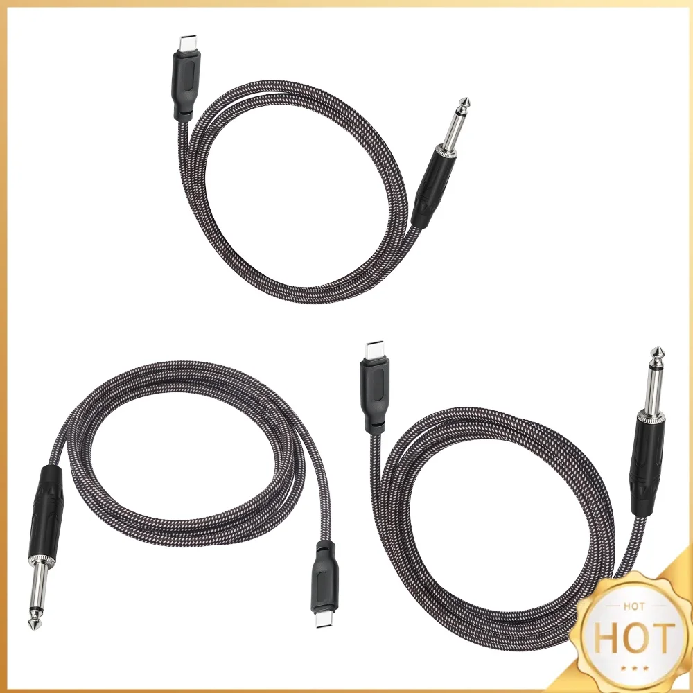 1/4 TS to USB-C Guitar Interface Cable Built-in ADC Nickel-Plated Plug Dual Shielded for MacBook IPad Android