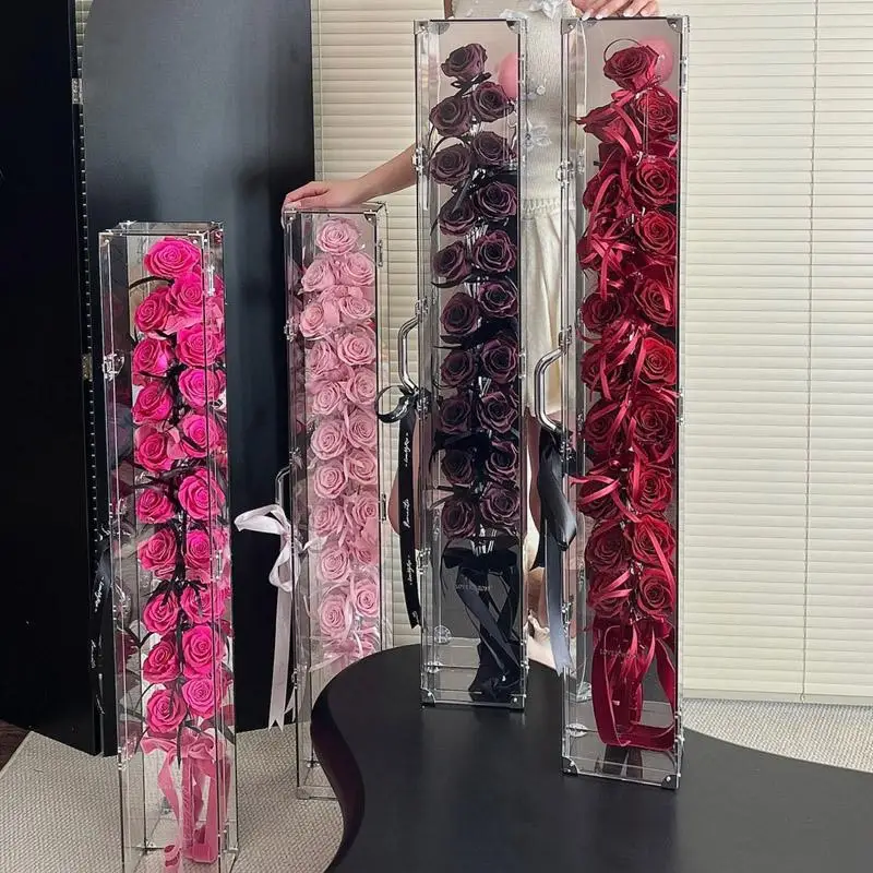 Qixi Festival gift immortal flower 1m candied gourd rose bouquet, acrylic flower birthday confession to girlfriend confession