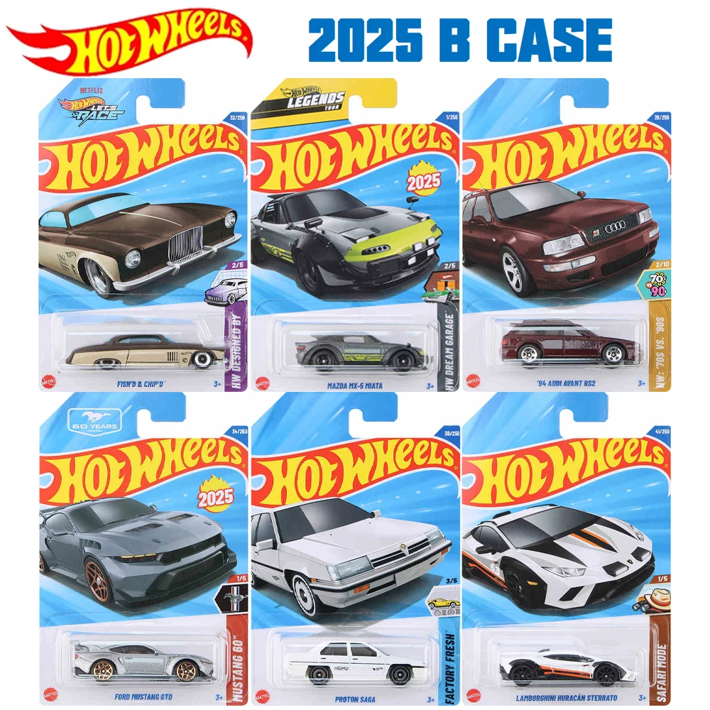 Hot Wheels Cars 2025 B Case PROTON SAGA MAZDA MX-5 MIATA FORD MUSTANG GTD 1/64 Auto Model Boys Toys Gift