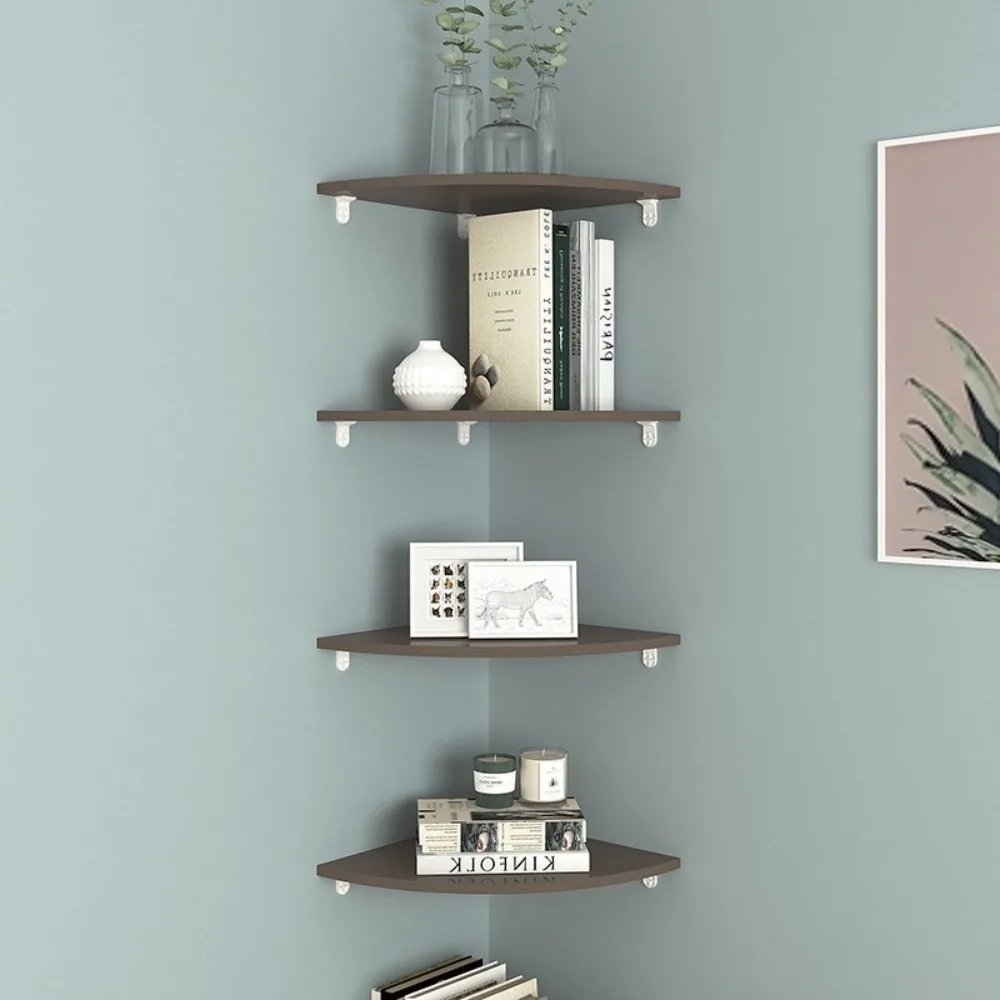 PVC Floating Corner Shelf Quarter Circle Wall Mount Wall Corner Storage Rack Multifunctional Home Floating Shelves Home