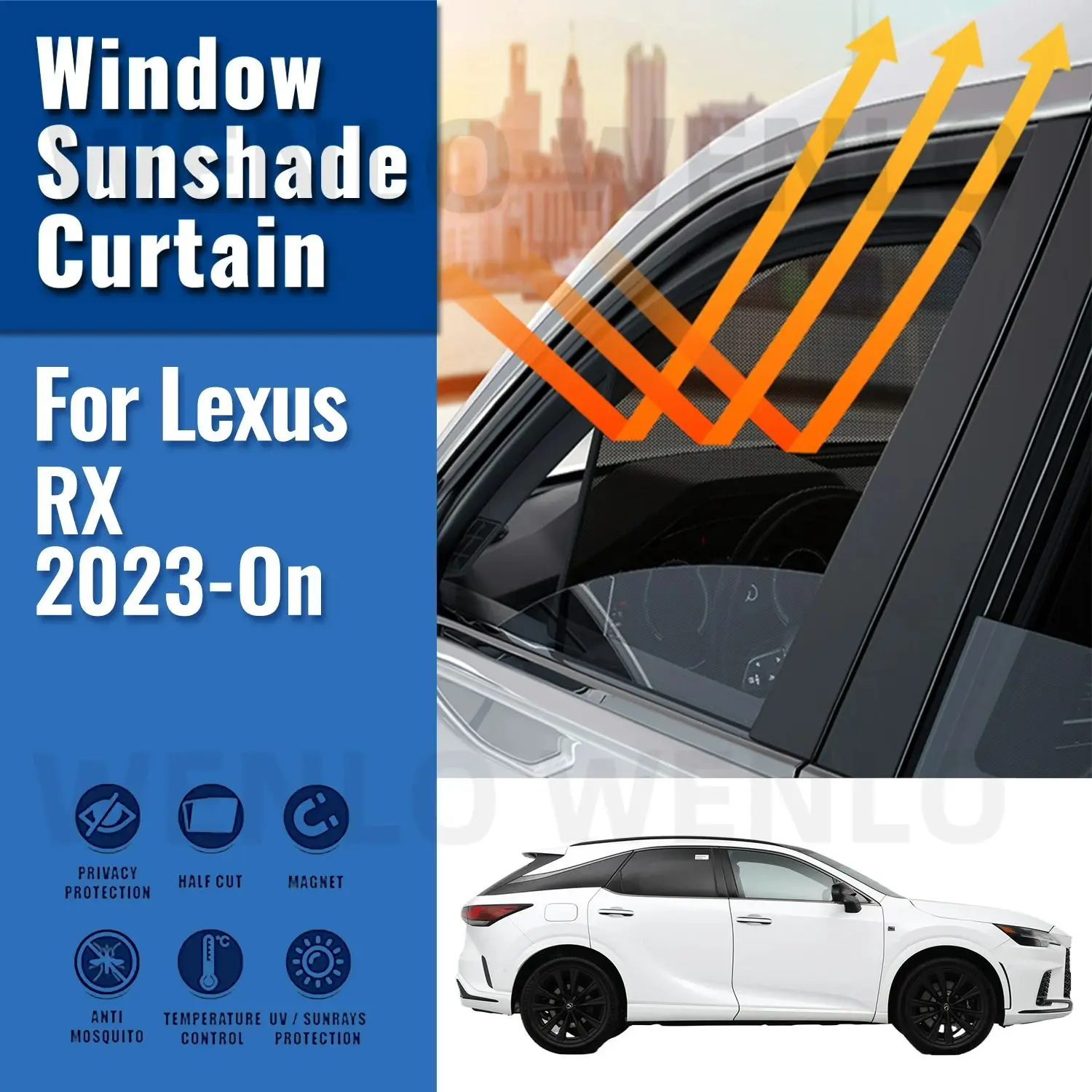 

For Lexus RX 2023 2024 Side Baby Window Sun Shade Visor Magnetic Car Sunshade Shield Front Rear Windshield Frame Curtain