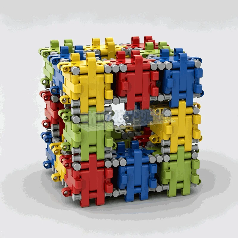 1624PCS MOC Menger Sponge Fractal Geometric Cube Sculpture Model Custom Puzzle DIY Assembly Building Blocks Creative Display Toy